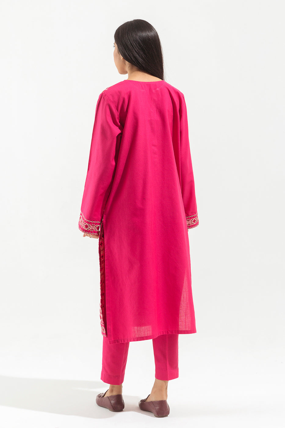 EMBROIDERED SLUB KHADDAR SHIRT (PRET)