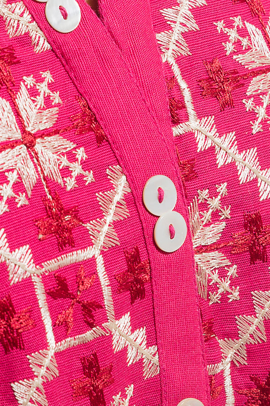 EMBROIDERED SLUB KHADDAR SHIRT (PRET)