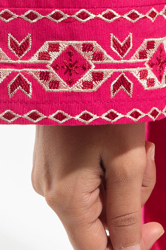 EMBROIDERED SLUB KHADDAR SHIRT (PRET)