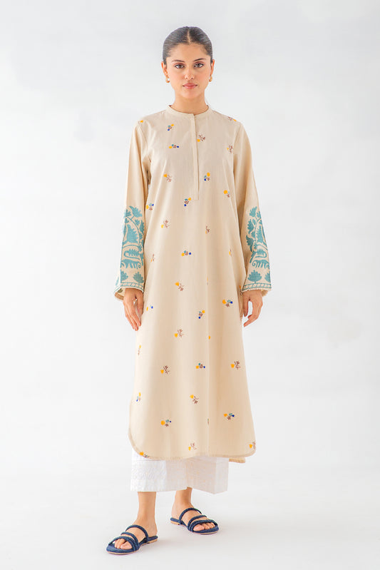 EMBROIDERED SLUB KHADDAR SHIRT (PRET)