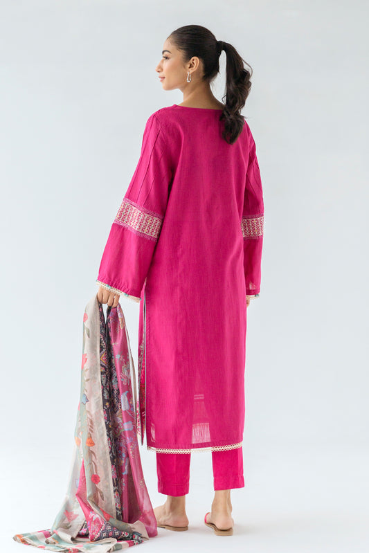EMBROIDERED SLUB LAWN SHIRT (LUXURY PRET)
