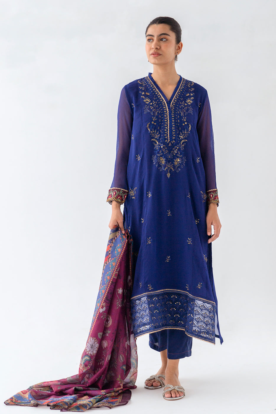 2 PIECE EMBROIDERED CHIFFON SUIT (LUXURY PRET)