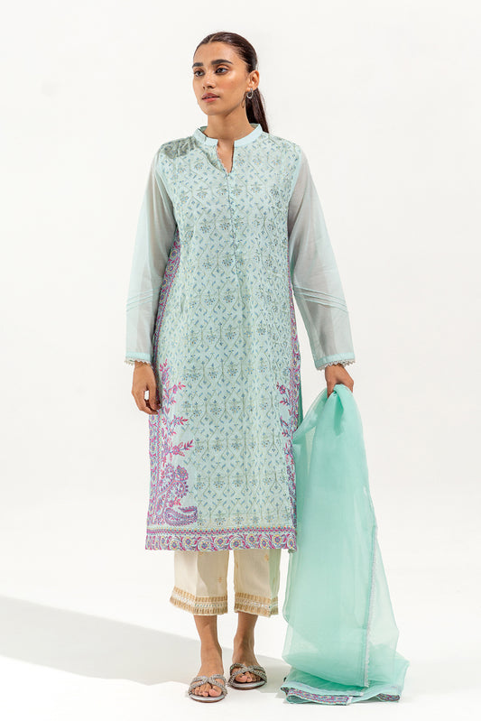 2 PIECE EMBROIDERED PAPER COTTON SUIT (LUXURY PRET)