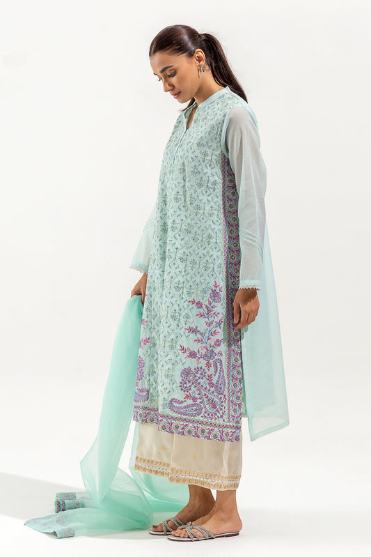 2 PIECE EMBROIDERED PAPER COTTON SUIT (LUXURY PRET)
