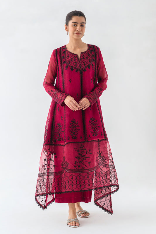 EMBROIDERED COTTON NET SHIRT (LUXURY PRET)