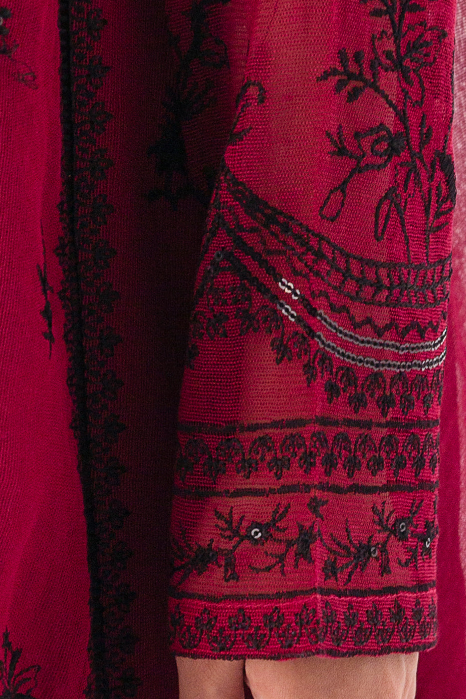 EMBROIDERED COTTON NET SHIRT (LUXURY PRET)