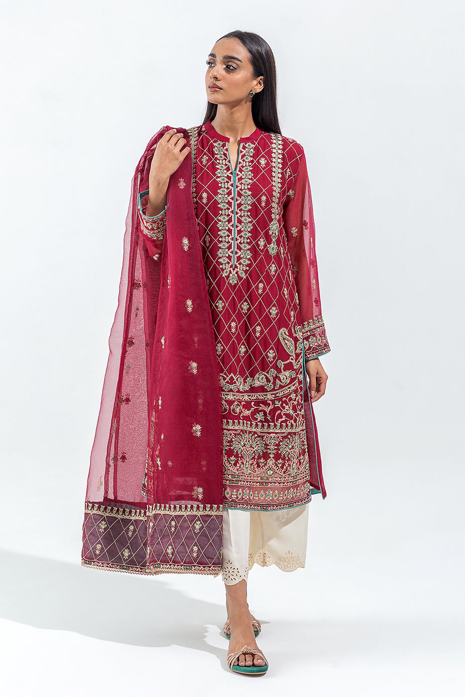 2 PIECE EMBROIDERED CHIFFON SUIT (LUXURY PRET)