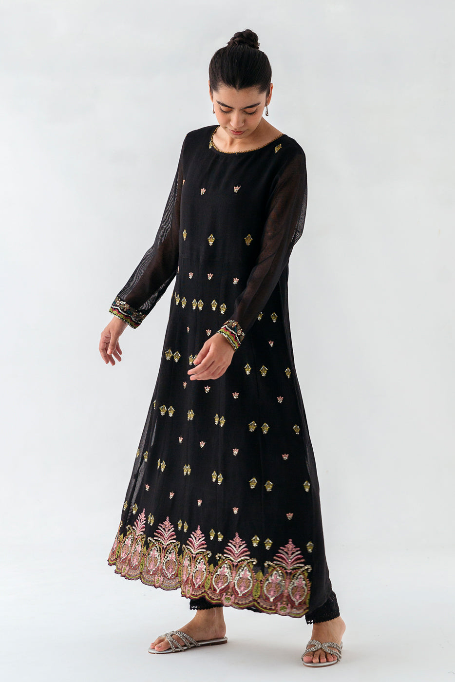 EMBROIDERED COTTON NET SHIRT (LUXURY PRET)