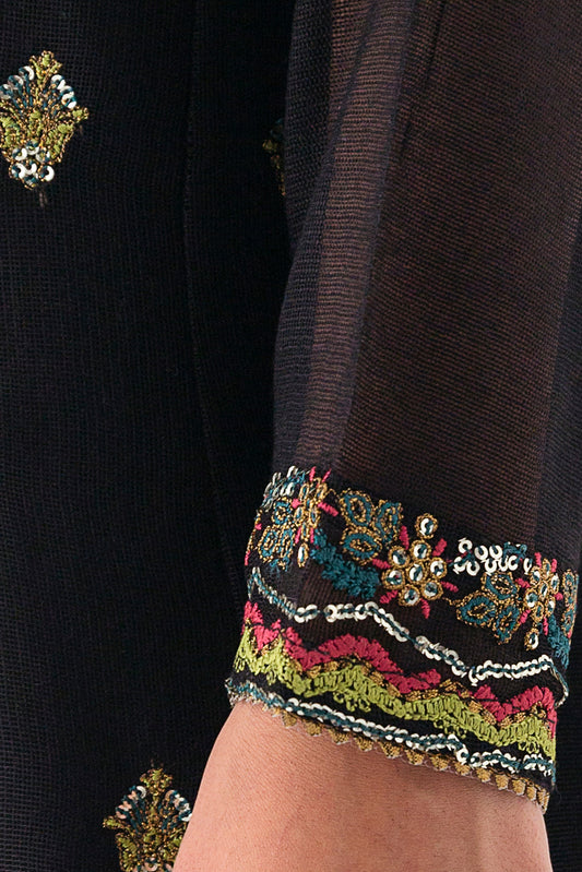 EMBROIDERED COTTON NET SHIRT (LUXURY PRET)