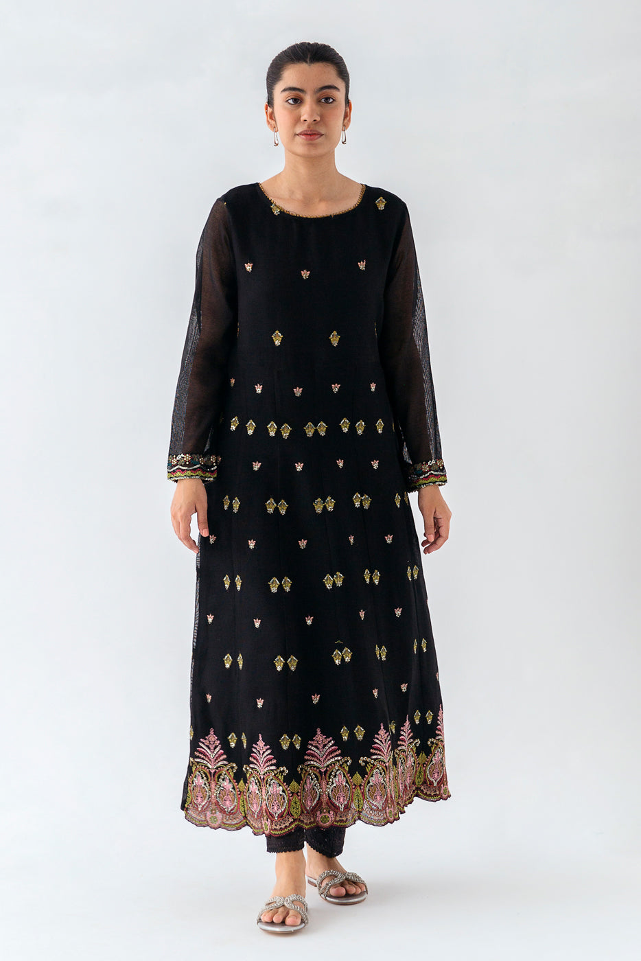 EMBROIDERED COTTON NET SHIRT (LUXURY PRET)