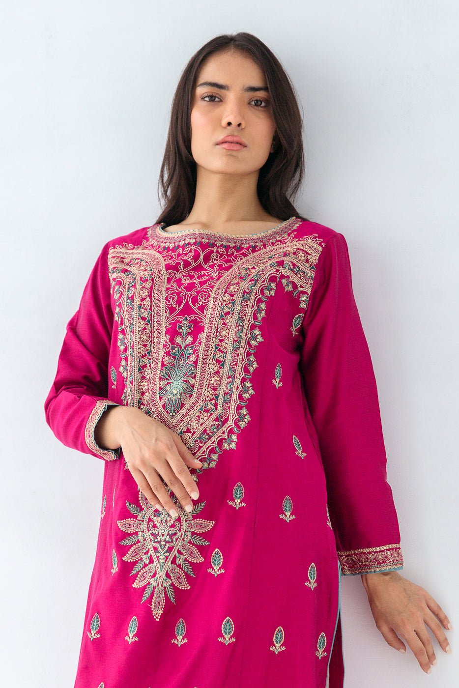 EMBROIDERED TWO TONE SHIRT (LUXURY PRET) - BEECHTREE
