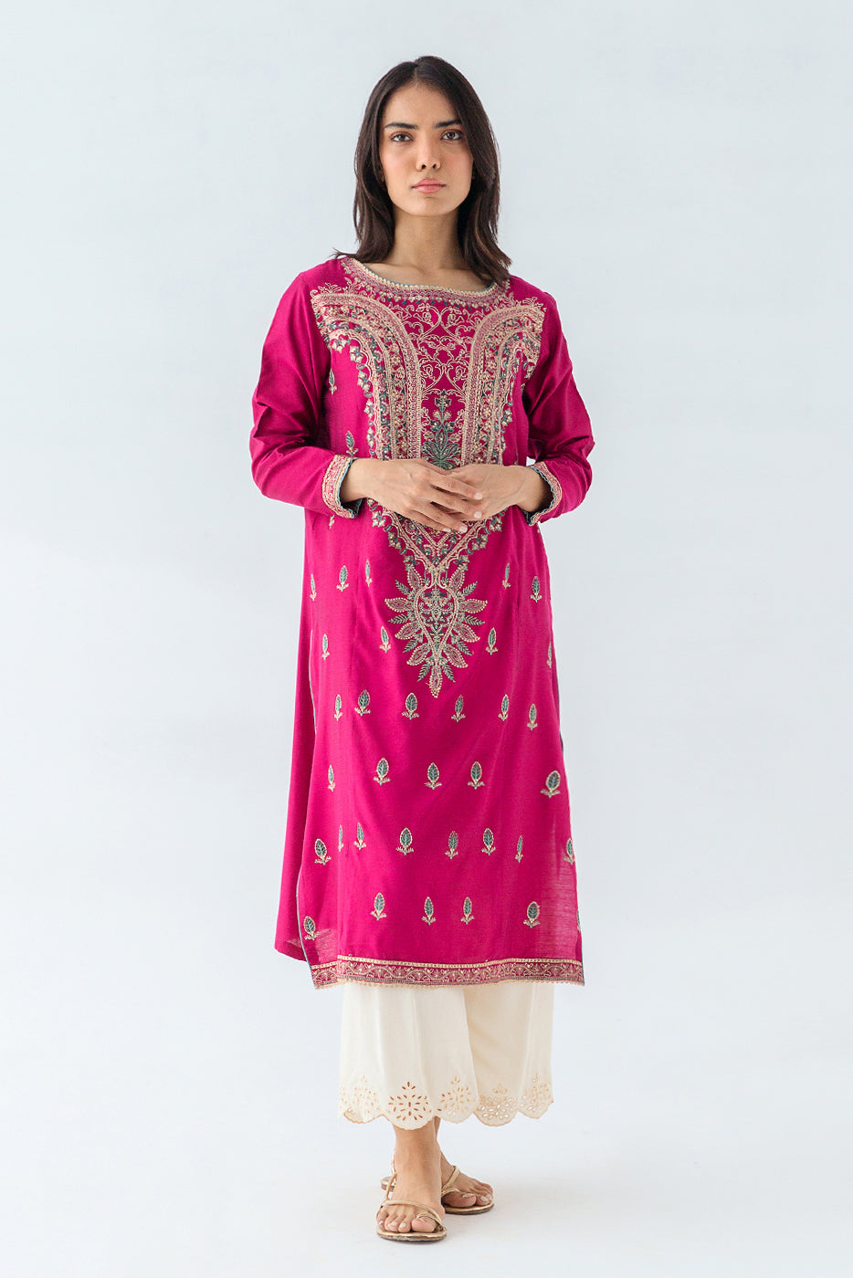 EMBROIDERED TWO TONE SHIRT (LUXURY PRET)