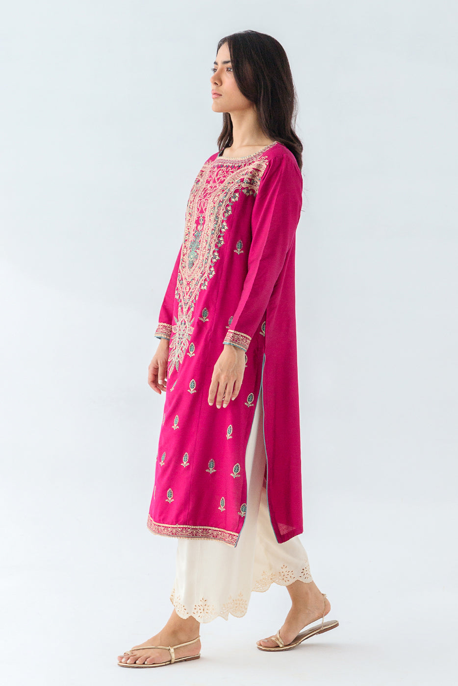 EMBROIDERED TWO TONE SHIRT (LUXURY PRET)