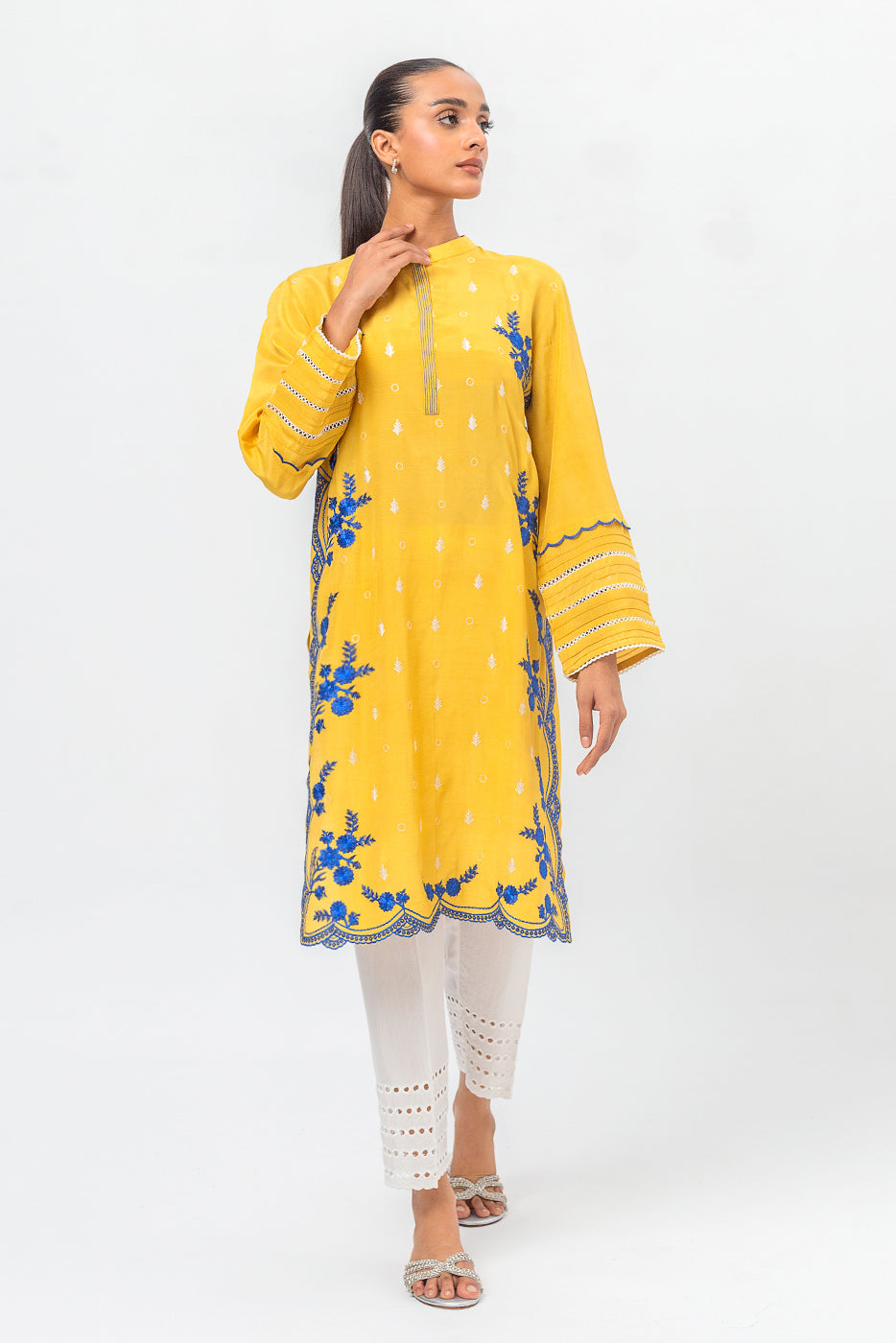 EMBROIDERED RAW SILK SHIRT (LUXURY PRET)