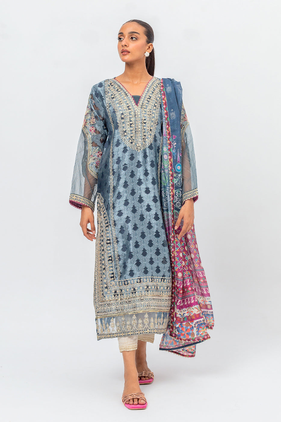 2 PIECE EMBROIDERED JACQUARD SUIT (LUXURY PRET)