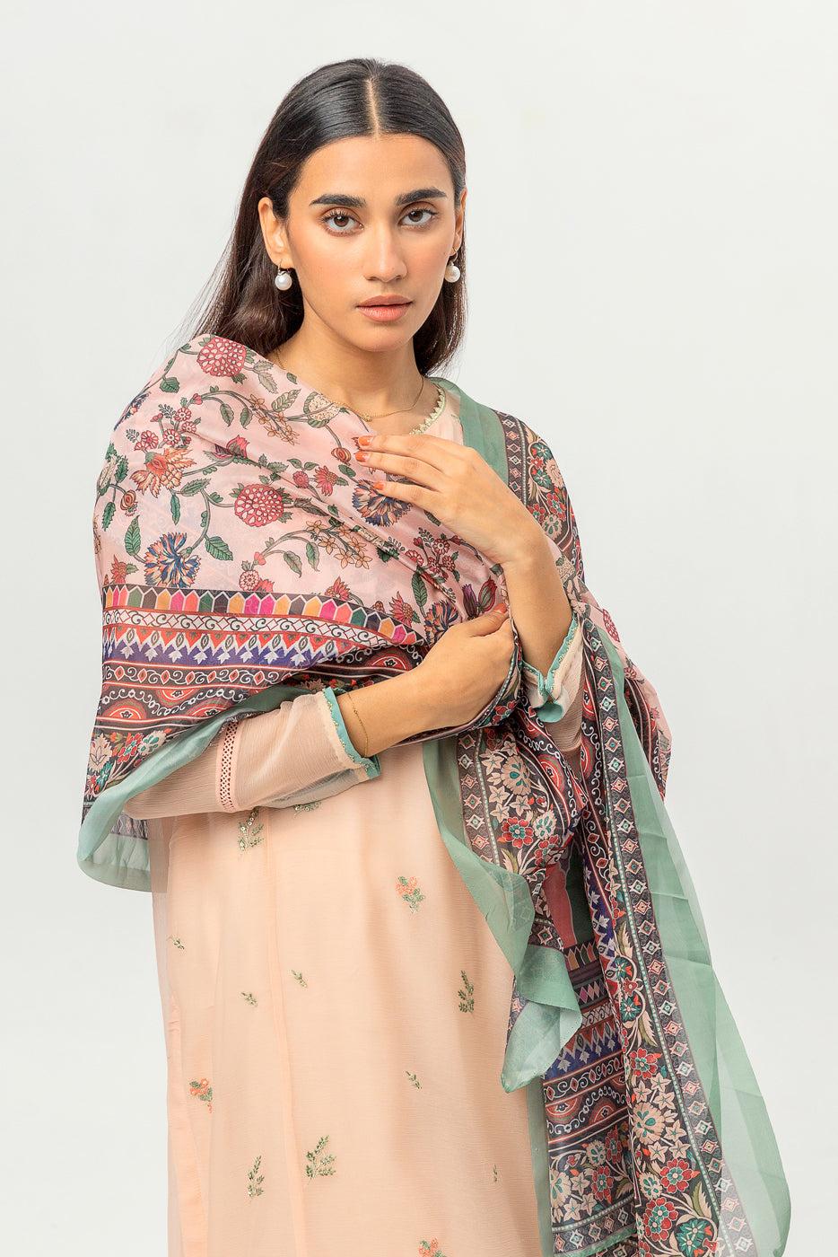 2 PIECE EMBROIDERED CHIFFON SUIT (LUXURY PRET) - BEECHTREE