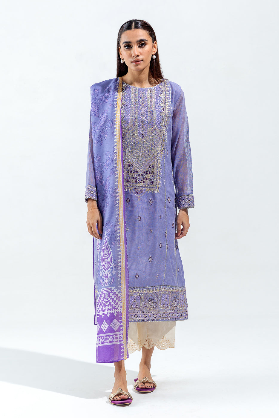 2 PIECE EMBROIDERED COTTON NET SUIT (LUXURY PRET)