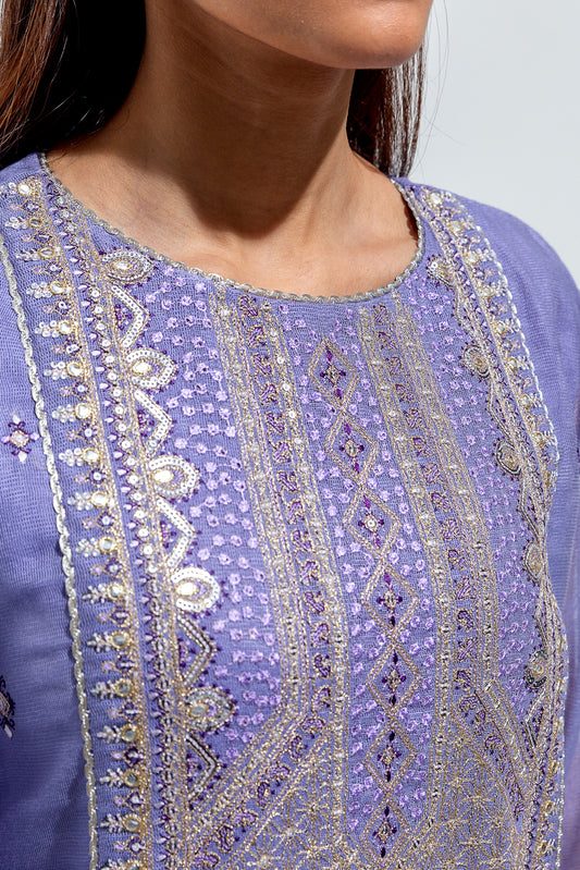 2 PIECE EMBROIDERED COTTON NET SUIT (LUXURY PRET)