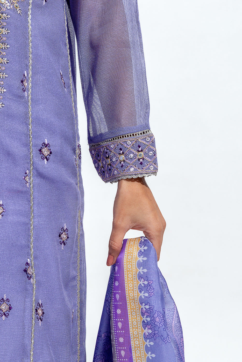 2 PIECE EMBROIDERED COTTON NET SUIT (LUXURY PRET)