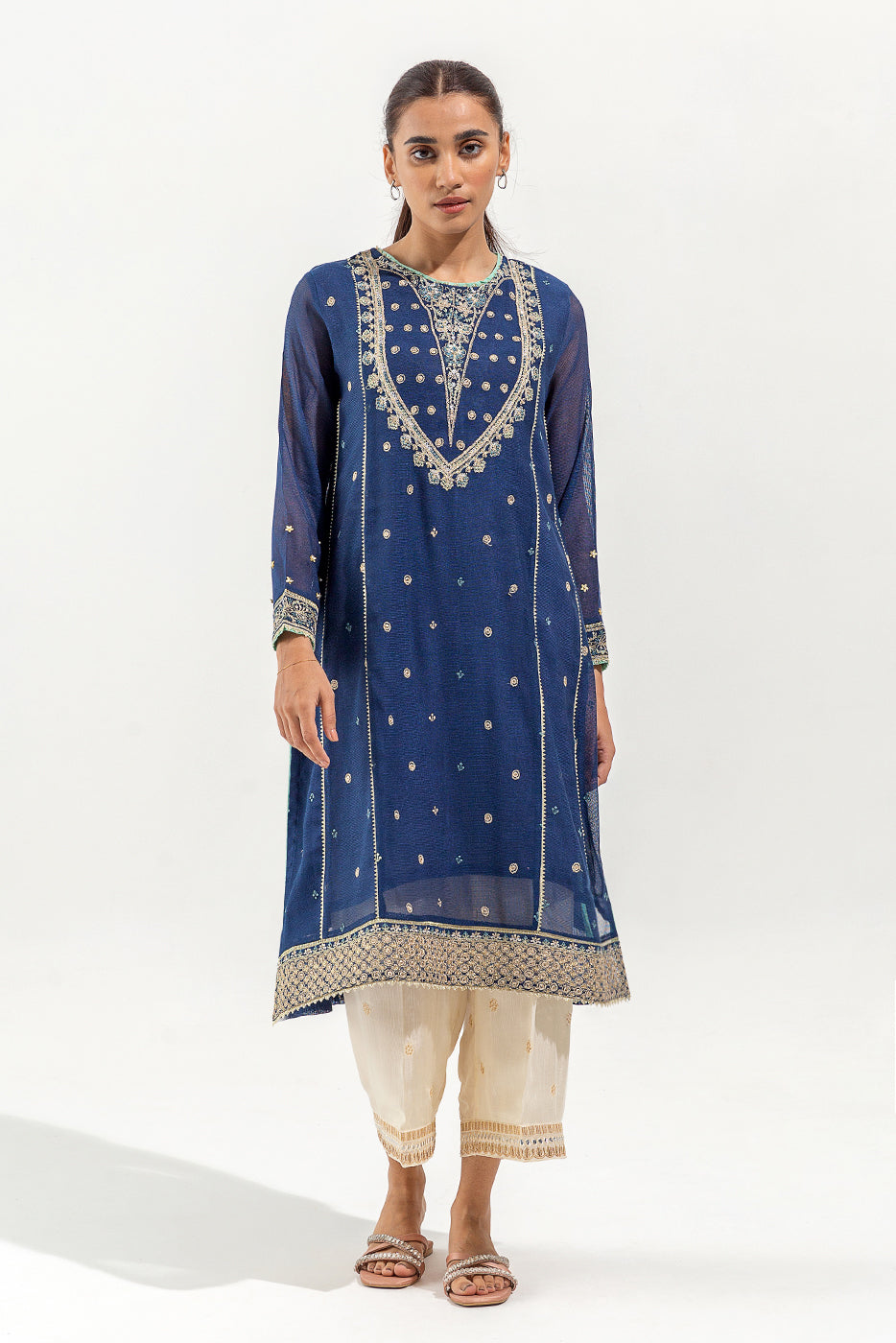 EMBROIDERED COTTON NET SHIRT (LUXURY PRET)