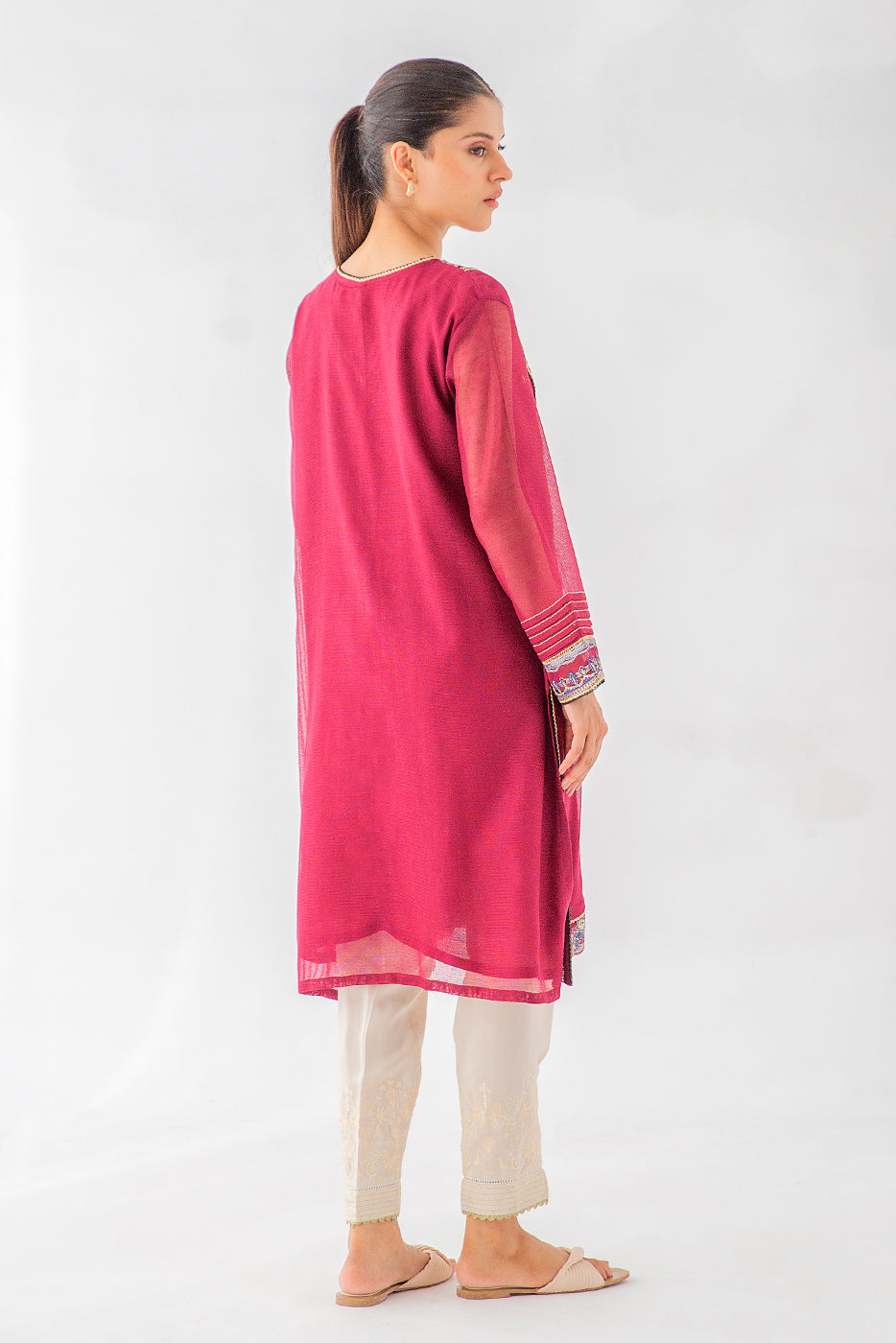 EMBROIDERED COTTON NET SHIRT (LUXURY PRET)