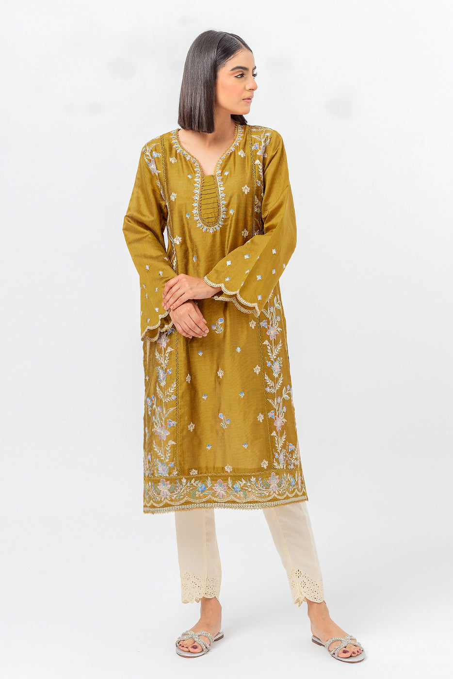 EMBROIDERED TWO TONE SHIRT (LUXURY PRET)