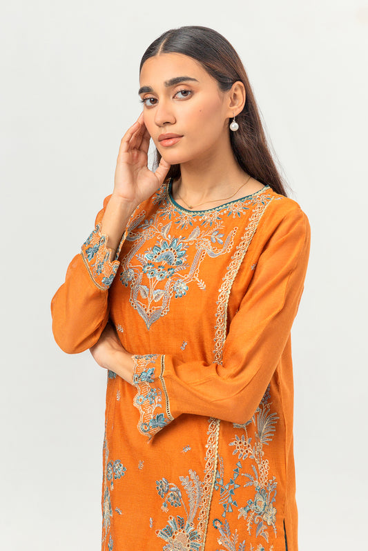 EMBROIDERED COTTON NET SHIRT (LUXURY PRET)