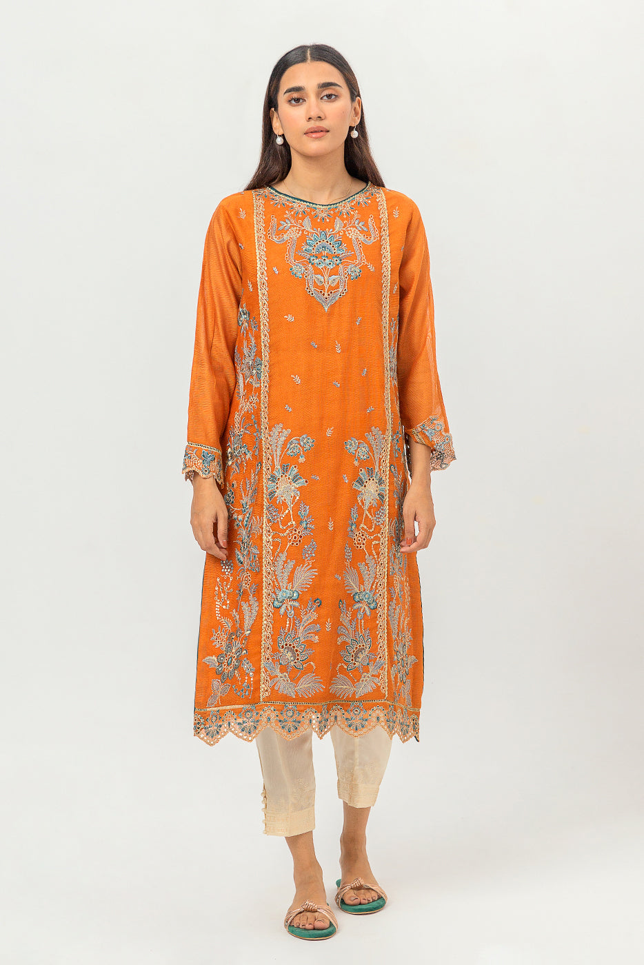 EMBROIDERED COTTON NET SHIRT (LUXURY PRET)