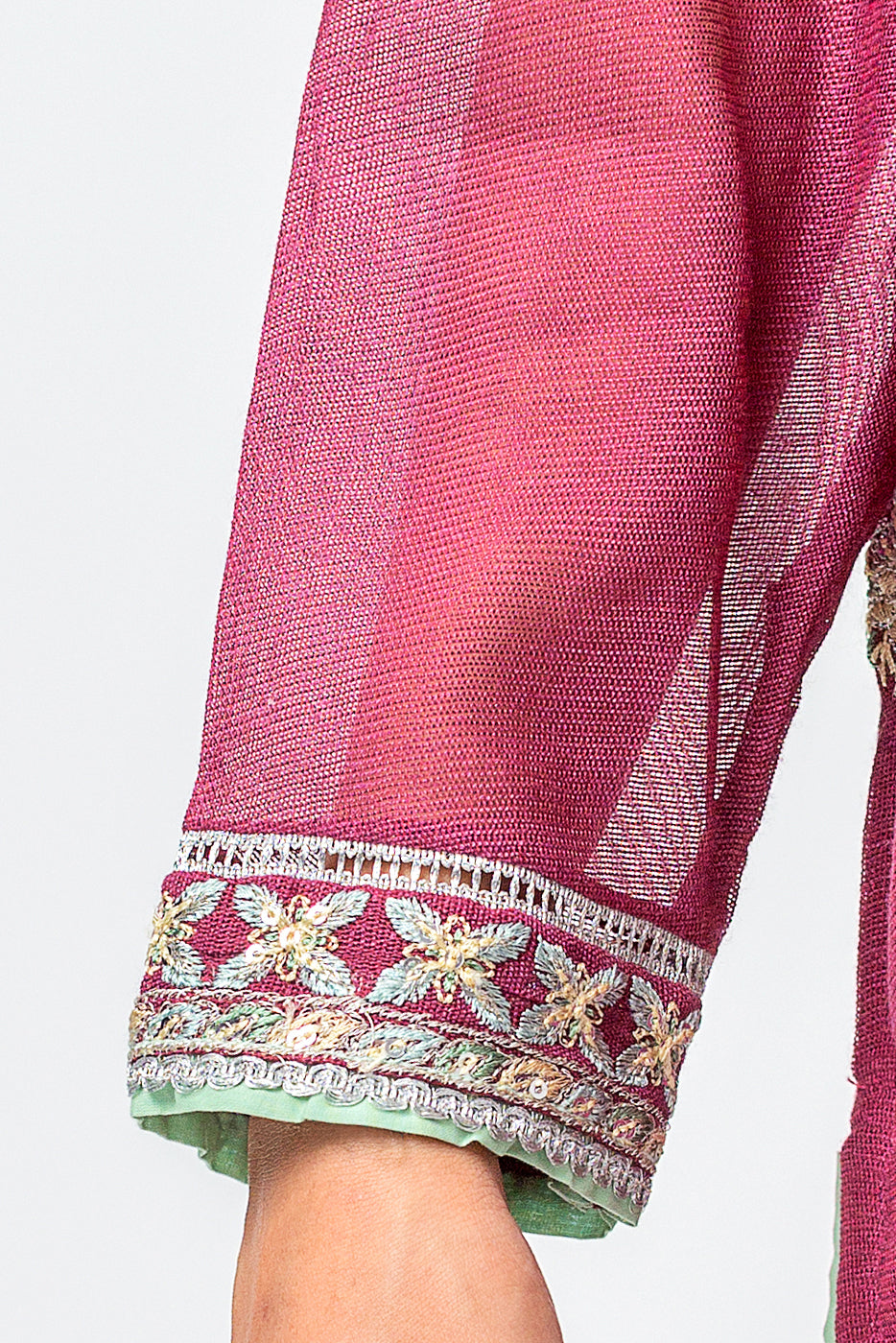 EMBROIDERED COTTON NET SHIRT (LUXURY PRET)