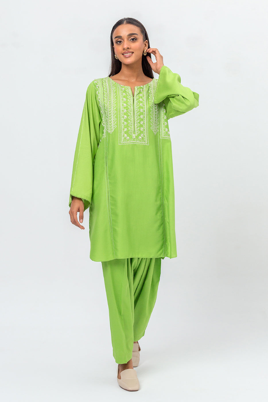 2 PIECE EMBROIDERED GREIGE LAWN SUIT (PRET)