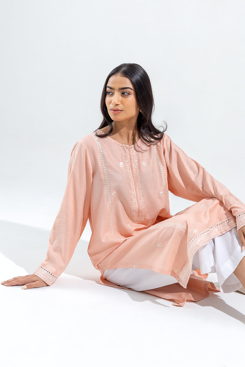 EMBROIDERED VISCOSE SLUB SHIRT (PRET)