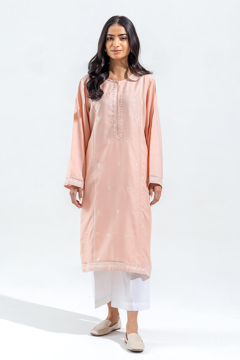 EMBROIDERED VISCOSE SLUB SHIRT (PRET)