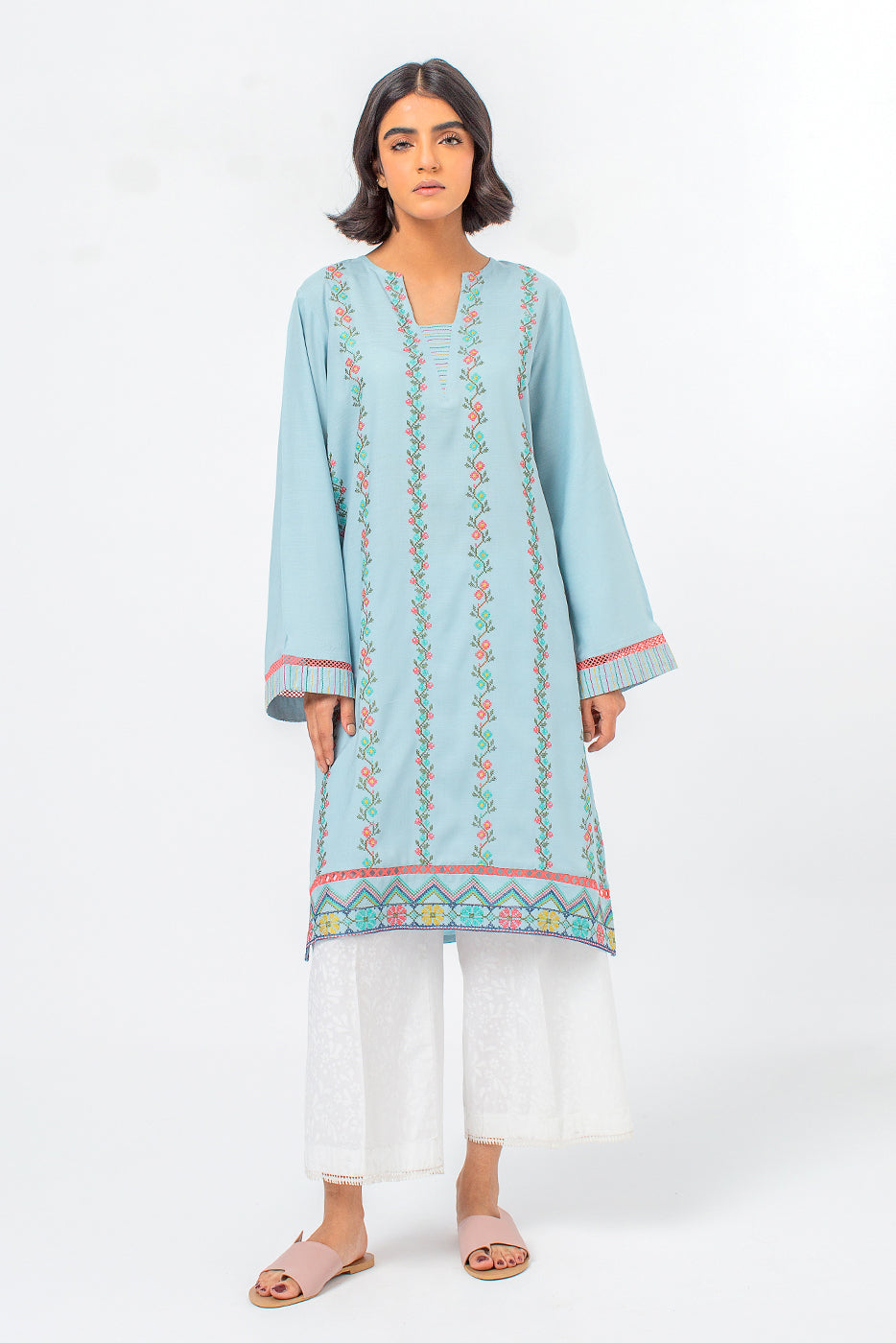 EMBROIDERED VISCOSE SLUB SHIRT (PRET)