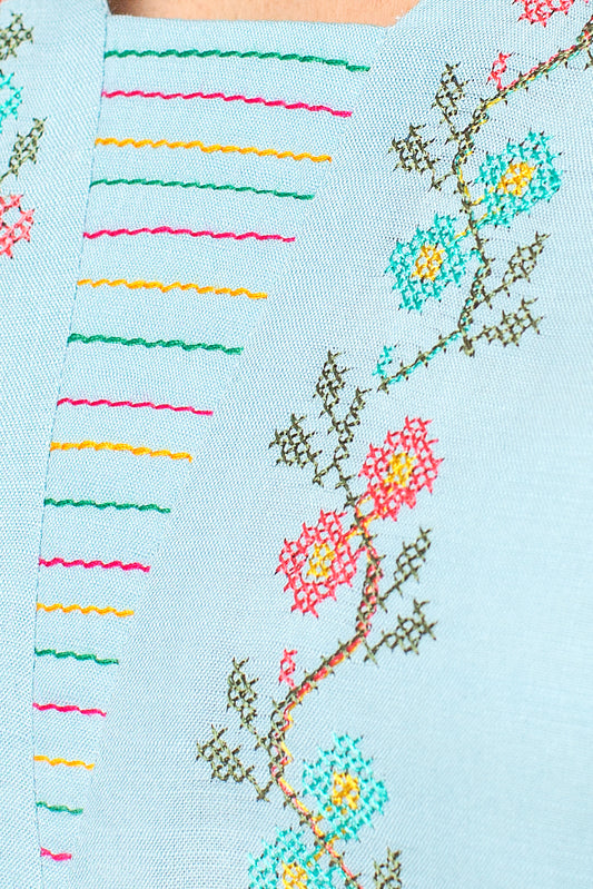 EMBROIDERED VISCOSE SLUB SHIRT (PRET)