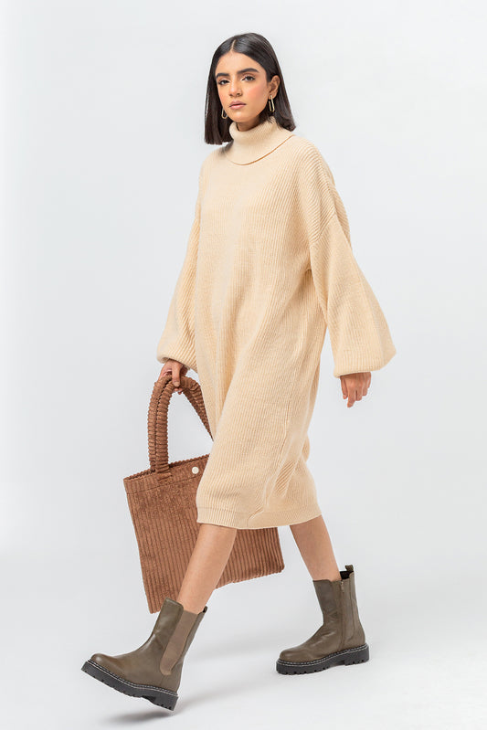 CREAM SWEATER KNIT DRESS
