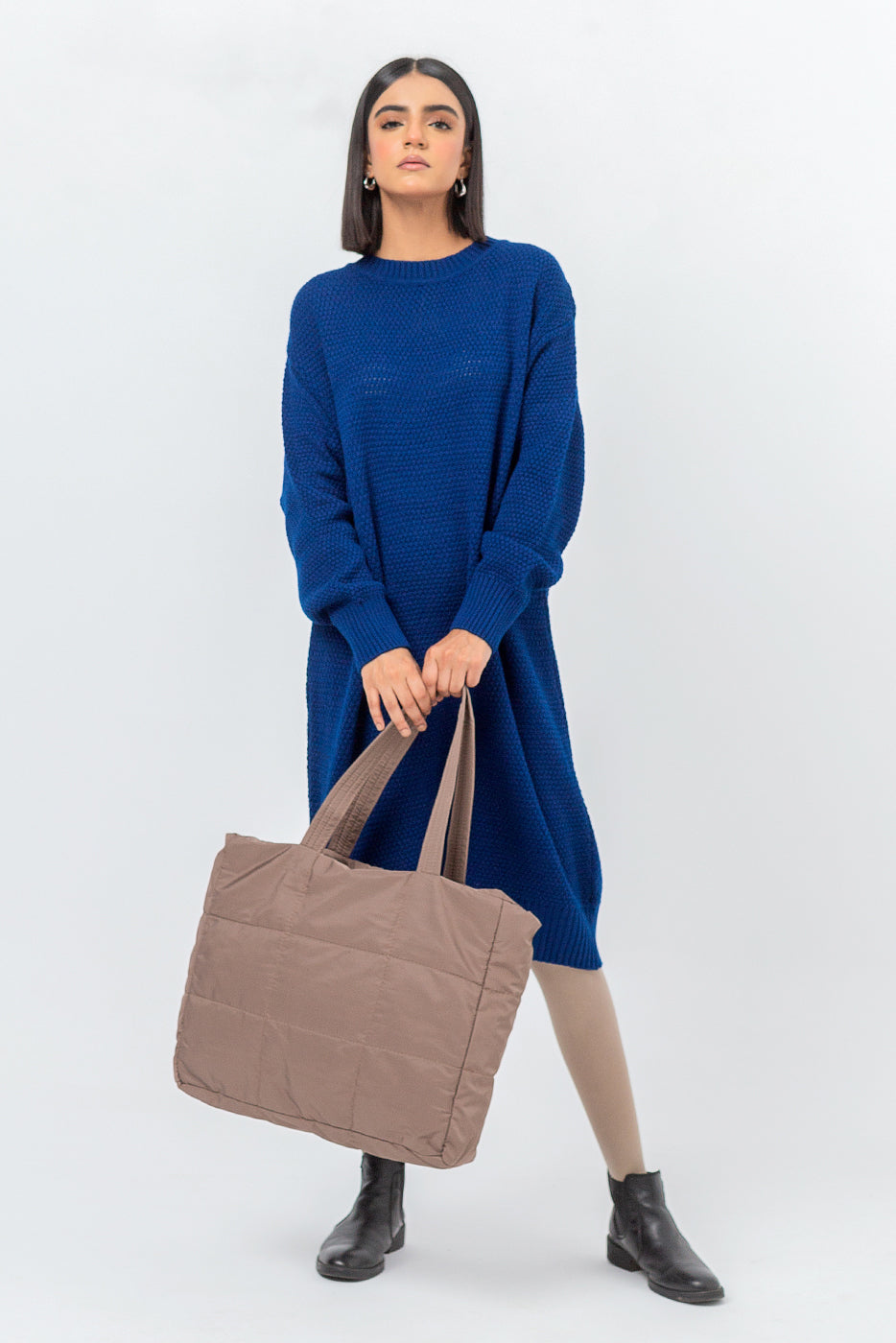 BLUE SWEATER KNIT DRESS