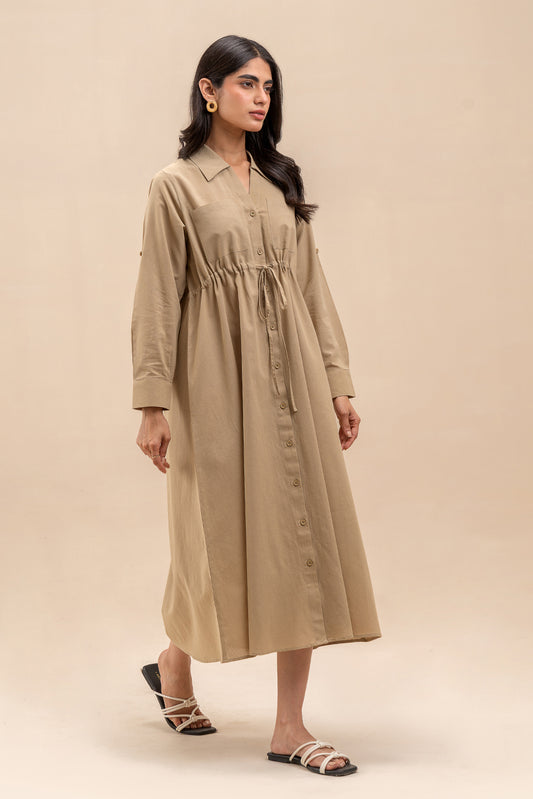 BUTTON-THROUGH COLLAR DRESS