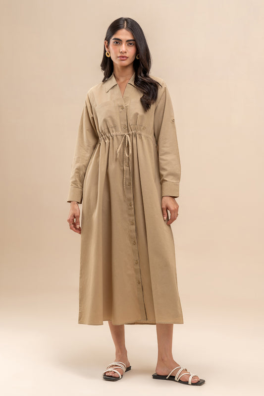 BUTTON-THROUGH COLLAR DRESS