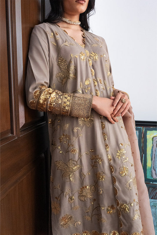 3 PIECE EMBROIDERED RAW SILK SUIT (LUXURY PRET)