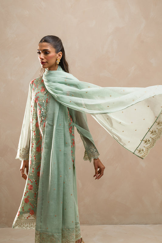 2 PIECE EMBROIDERED COTTON NET SUIT (LUXURY-PRET)