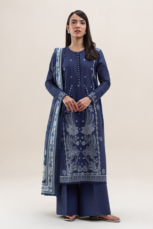 3 PIECE EMBROIDERED LAWN SUIT-PRUSSIAN LUX (UNSTITCHED)