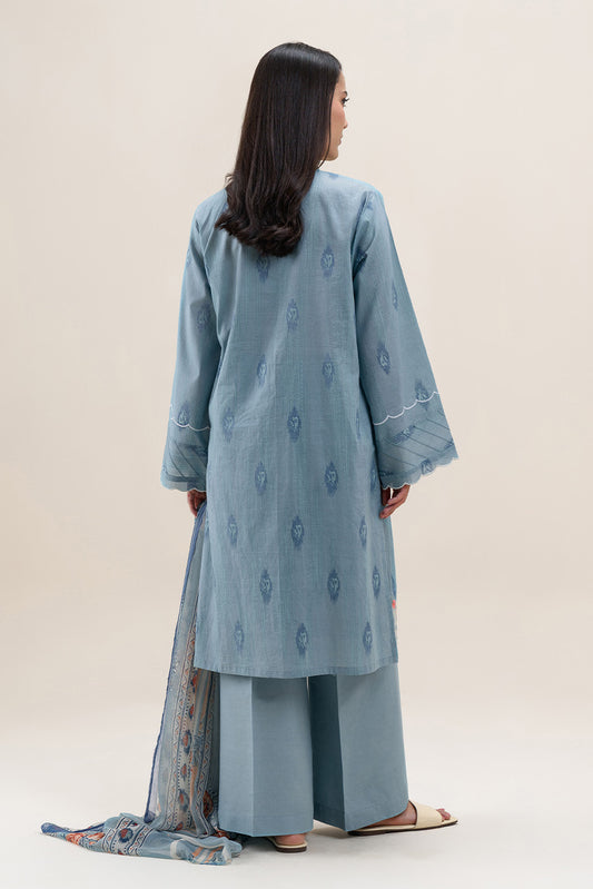2 PIECE EMBROIDERED LAWN SUIT-AQUA ICE (UNSTITCHED)