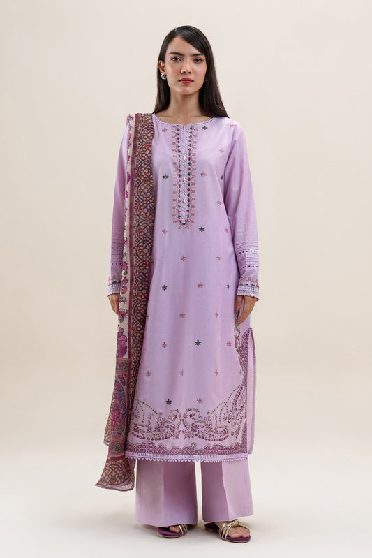 3 PIECE EMBROIDERED LAWN SUIT-LILAC MELODY (UNSTITCHED)