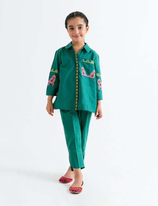 2 PIECE BUTTON DOWN Embroidered  SET