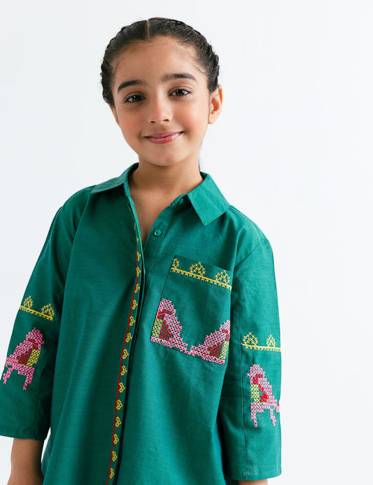 2 PIECE BUTTON DOWN Embroidered  SET