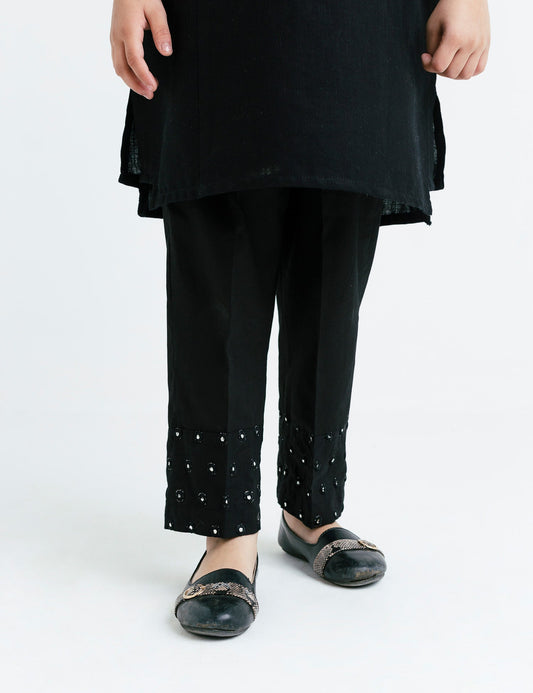 Embroidered Hem Trouser