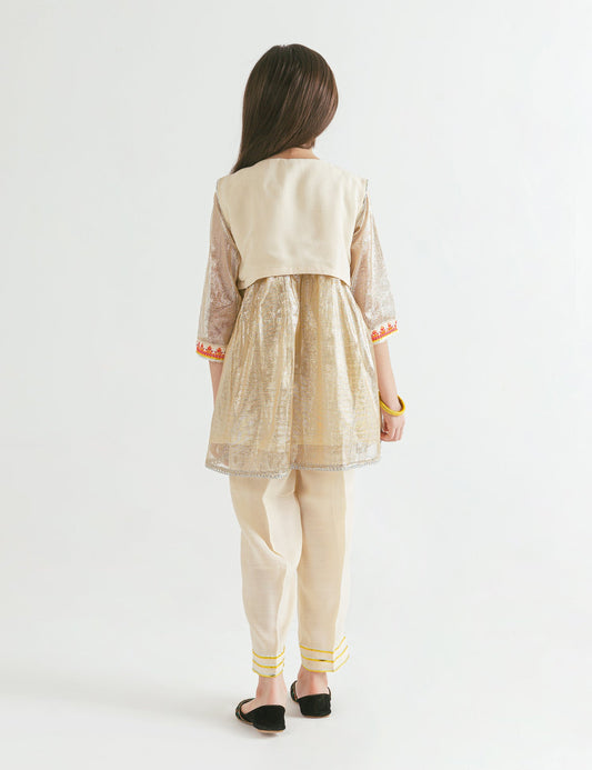 2 PIECE SHIMMERY PEPLUM WAISTCOAT SUIT