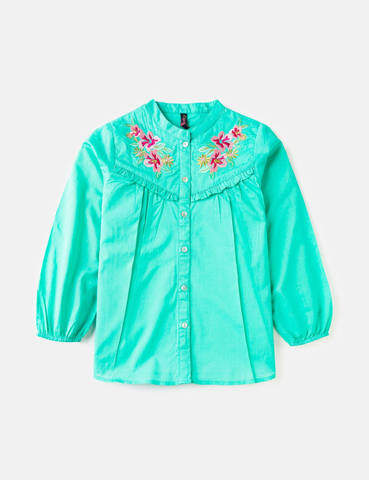 Embroidered Aqua Top (6295502487704)