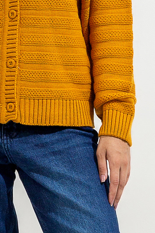 KNITTED CREW NECK CARDIGAN