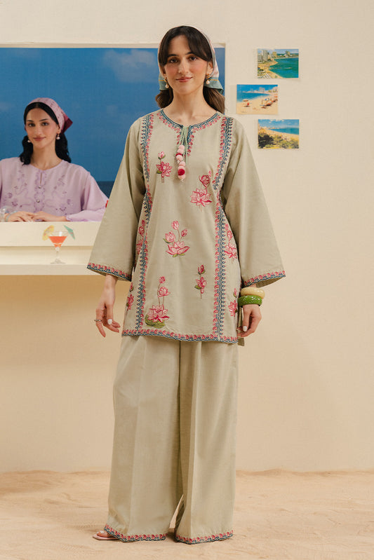 2 PIECE EMBROIDERED CHAMBRAY SUIT (FLOW)